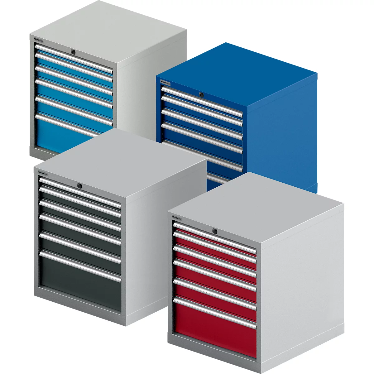 Schäfer Shop Select Schubladenschrank 27-27, 6 Schübe, bis 75 kg, B 564 x T 572 x H 700 mm, anthrazitgrau/weißaluminium 