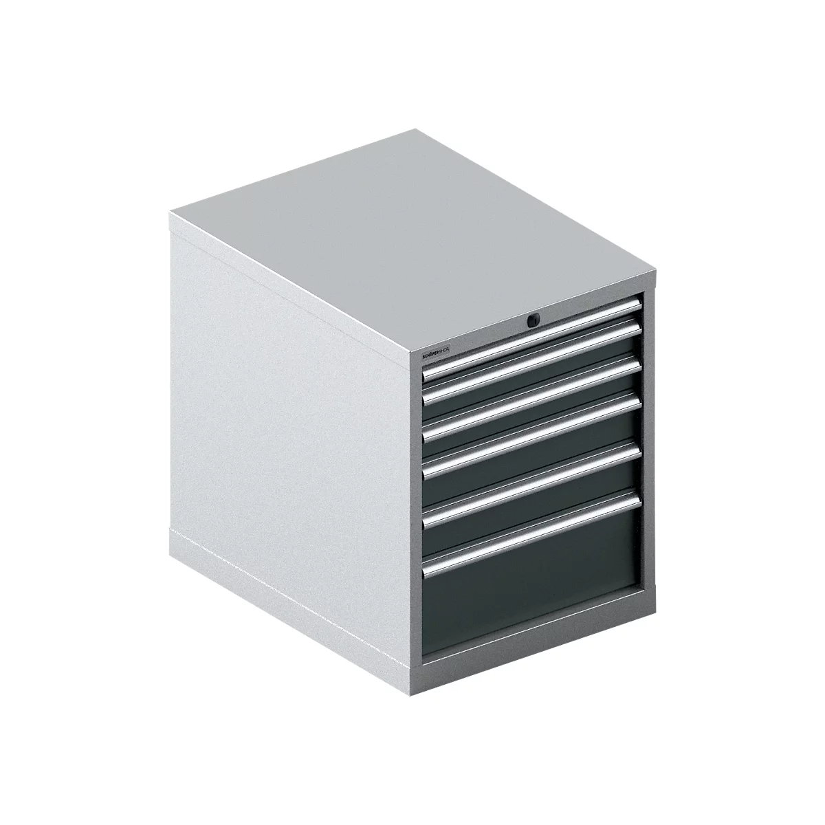 Schäfer Shop Select Schubladenschrank 27-36, 6 Schübe, bis 200 kg, B 564 x T 725 x H 700 mm, anthrazitgrau/weißaluminium