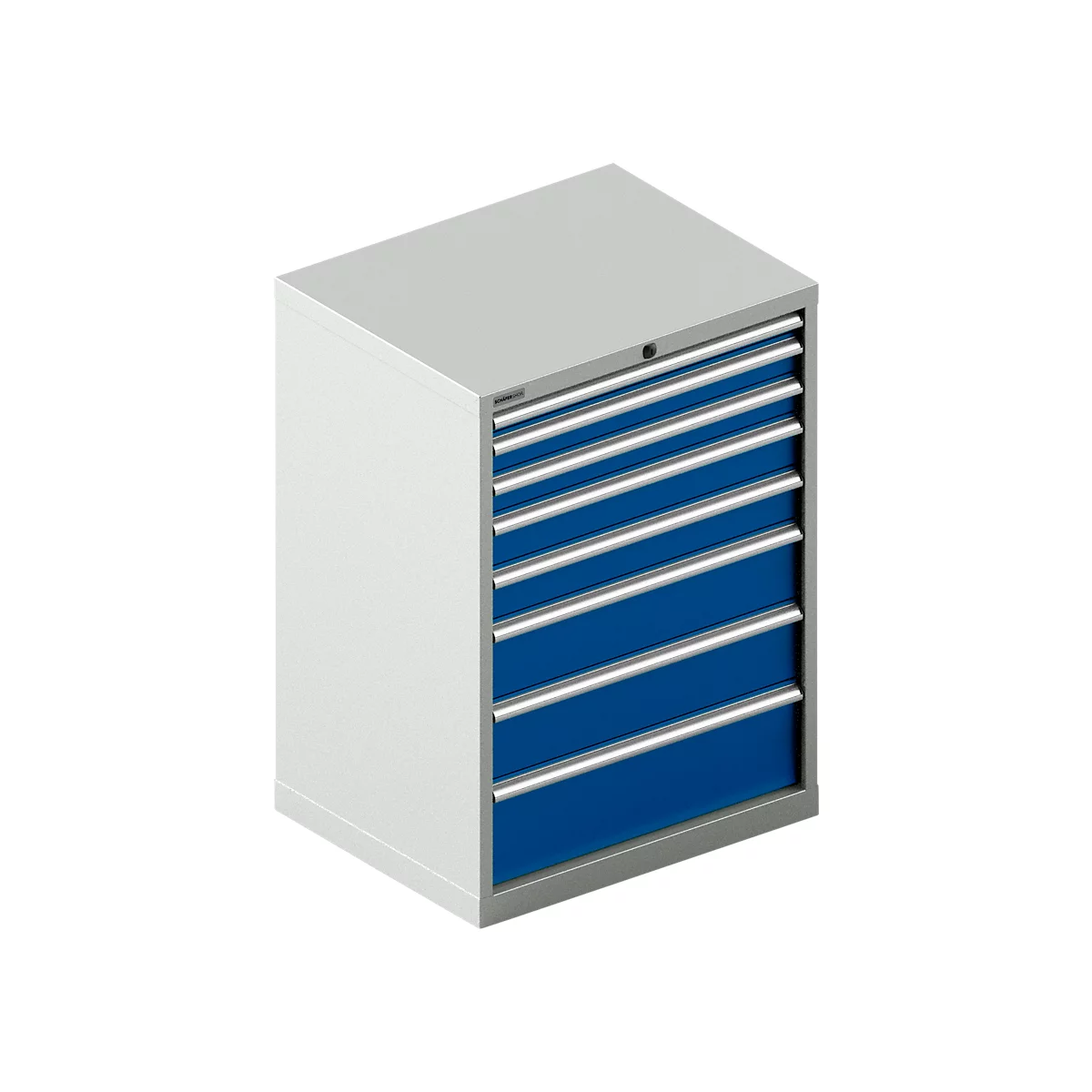 Schäfer Shop Select Schubladenschrank 36-27, 8 Schübe, bis 200 kg, B 717 x T 572 x H 1000 mm, lichtgrau/lichtblau