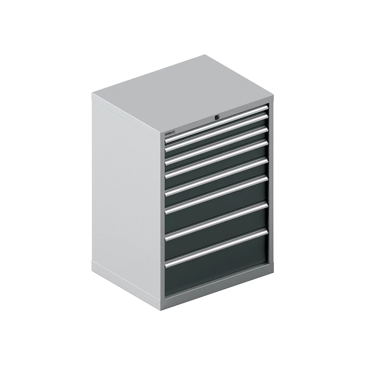 Schäfer Shop Select Schubladenschrank 36-27, 8 Schübe, bis 200 kg, B 717 x T 572 x H 1000 mm, weißalu/anthrazitgrau
