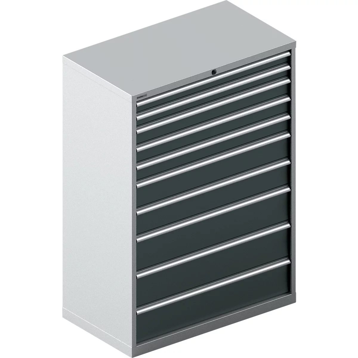 Schäfer Shop Select Schubladenschrank 54-27, 10 Schübe, bis 200 kg, B 1023 x T 572 x H 1450 mm, weißalu/anthrazitgrau