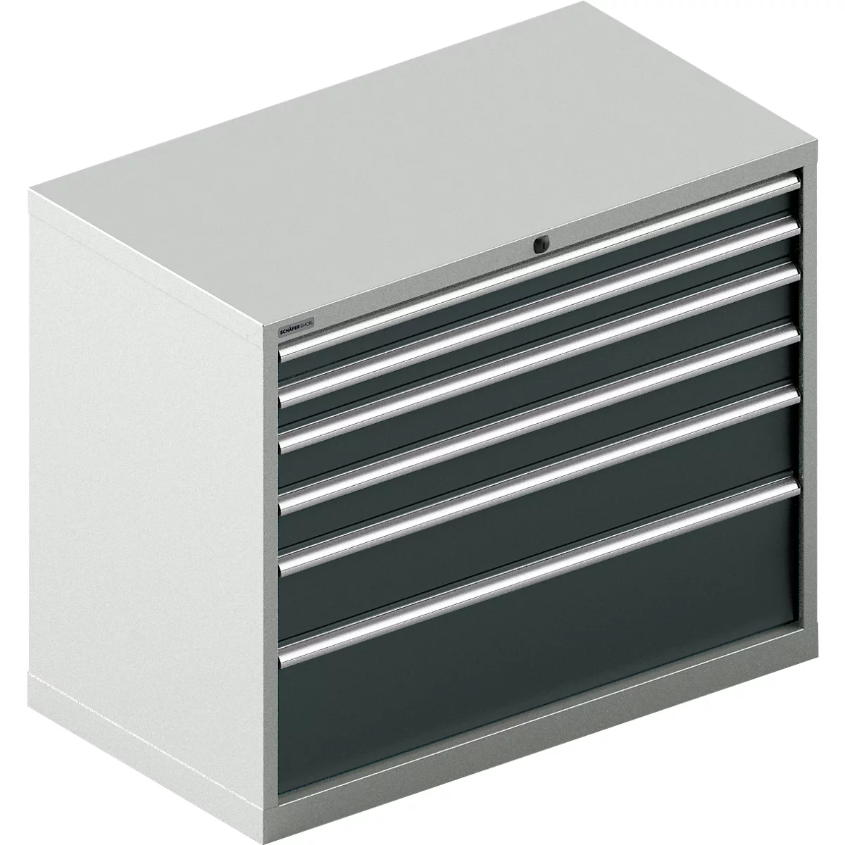 Schäfer Shop Select Schubladenschrank 54-27, 6 Schübe, bis 200 kg, B 1023 x T 572 x H 850 mm, lichtgrau/anthrazitgrau