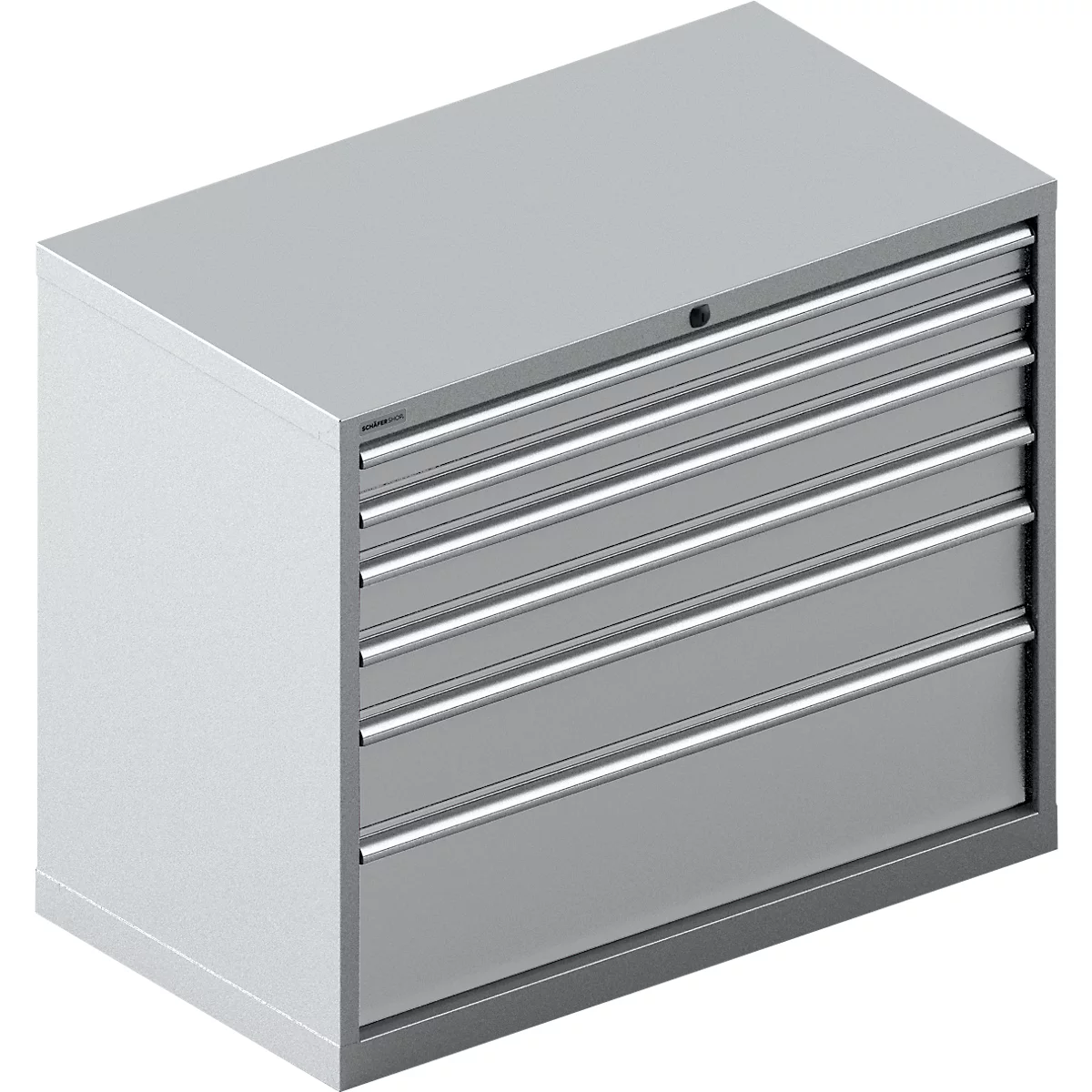 Schäfer Shop Select Schubladenschrank 54-27, 6 Schübe, bis 200 kg, B 1023 x T 572 x H 850 mm, weißalu/weißaluminium