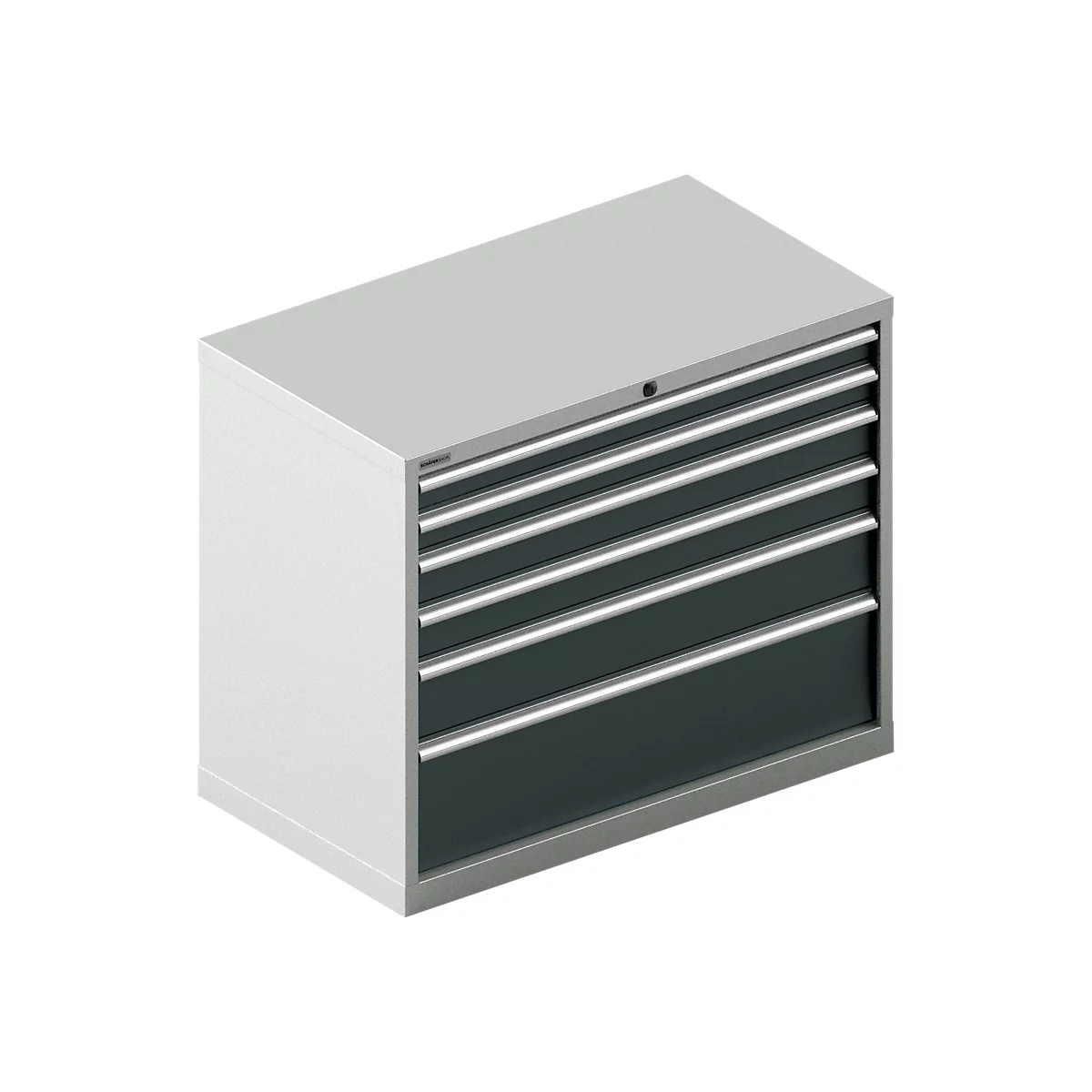 Schäfer Shop Select Schubladenschrank 54-27, 6 Schübe, bis 75 kg, B 1023 x T 572 x H 850 mm, lichtgrau/anthrazitgrau