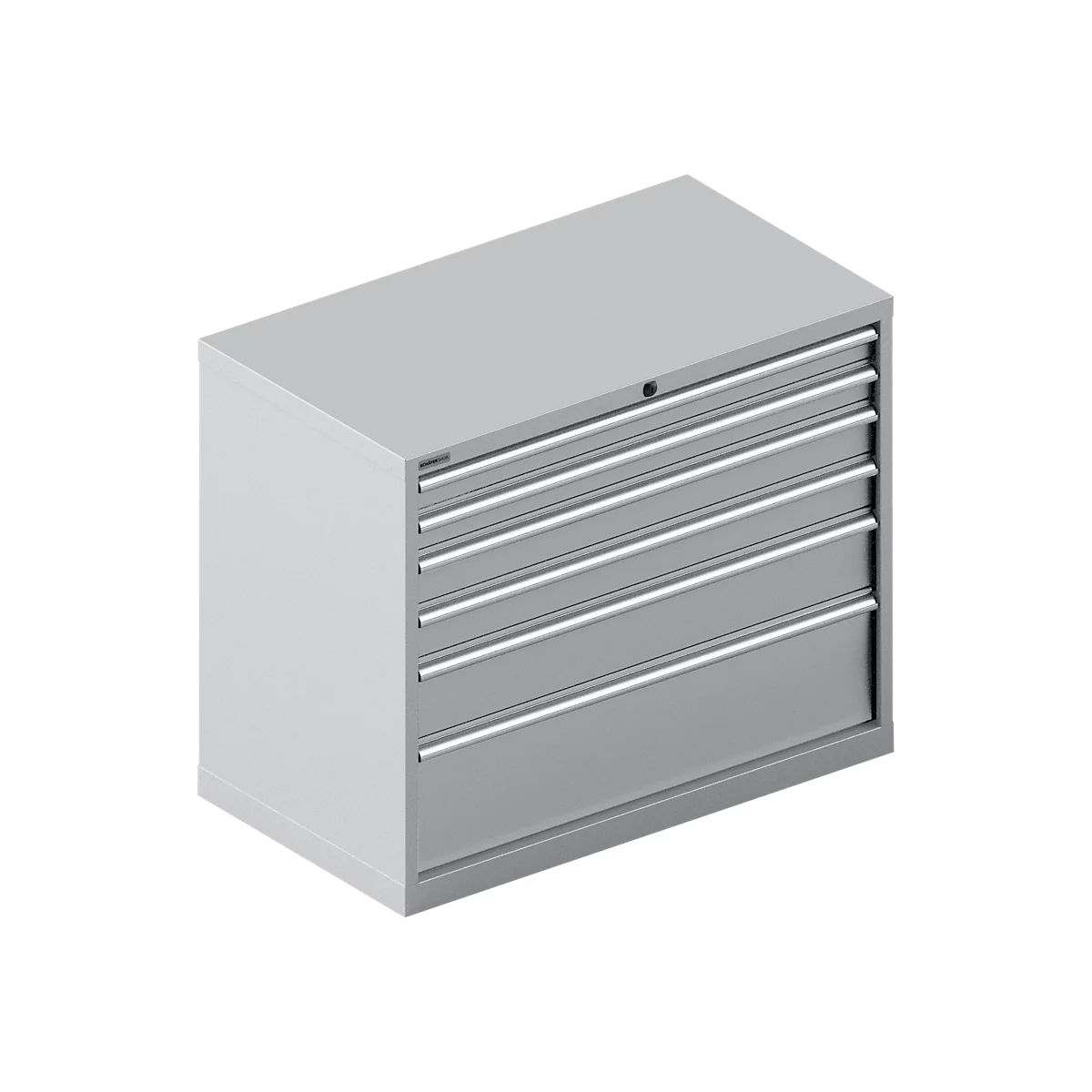 Schäfer Shop Select Schubladenschrank 54-27, 6 Schübe, bis 75 kg, B 1023 x T 572 x H 850 mm, weißalu/weißaluminium