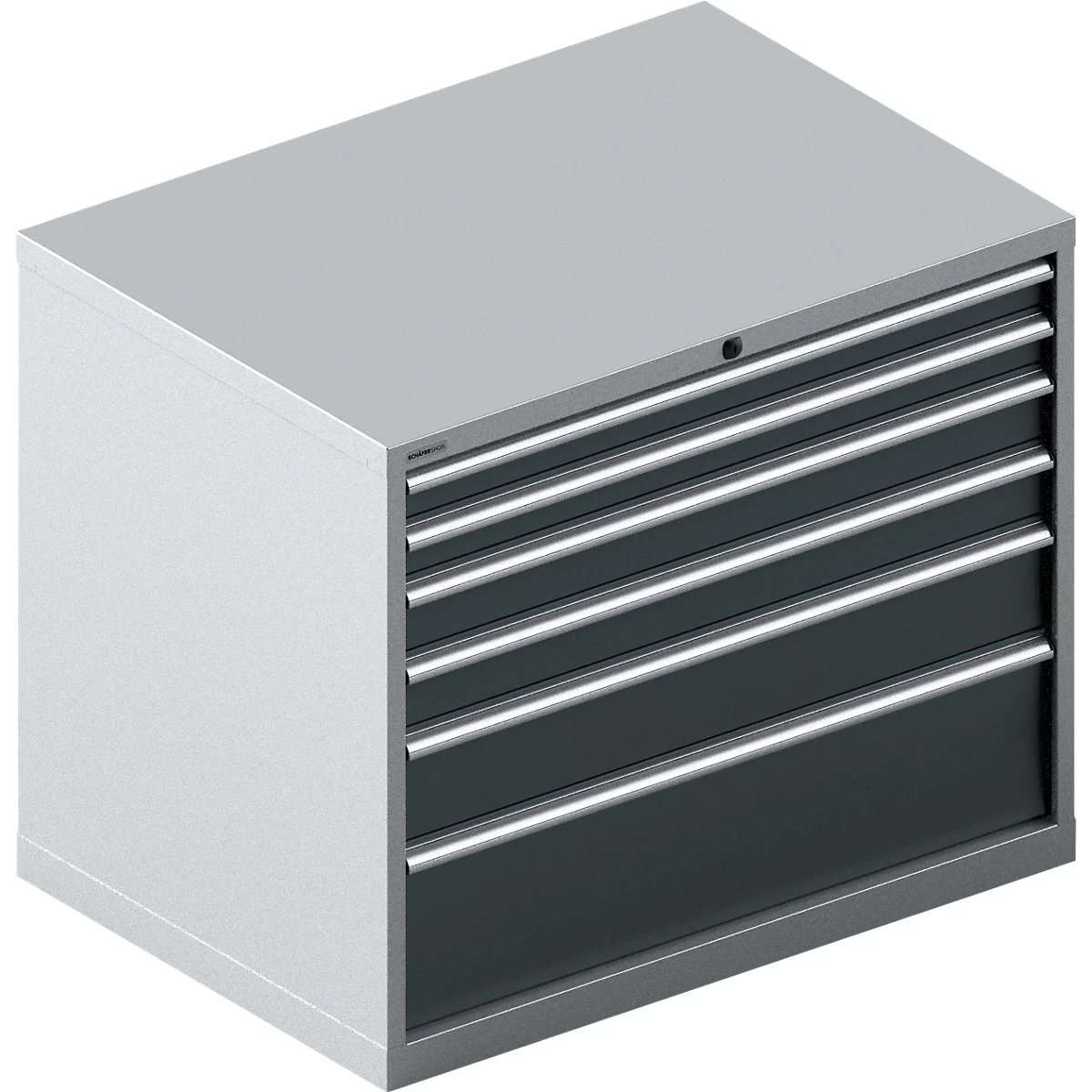 Schäfer Shop Select Schubladenschrank 64-36, 7 Schübe, bis 200 kg, B 1193 x T 725 x H 1000 mm, weißalu/anthrazitgrau