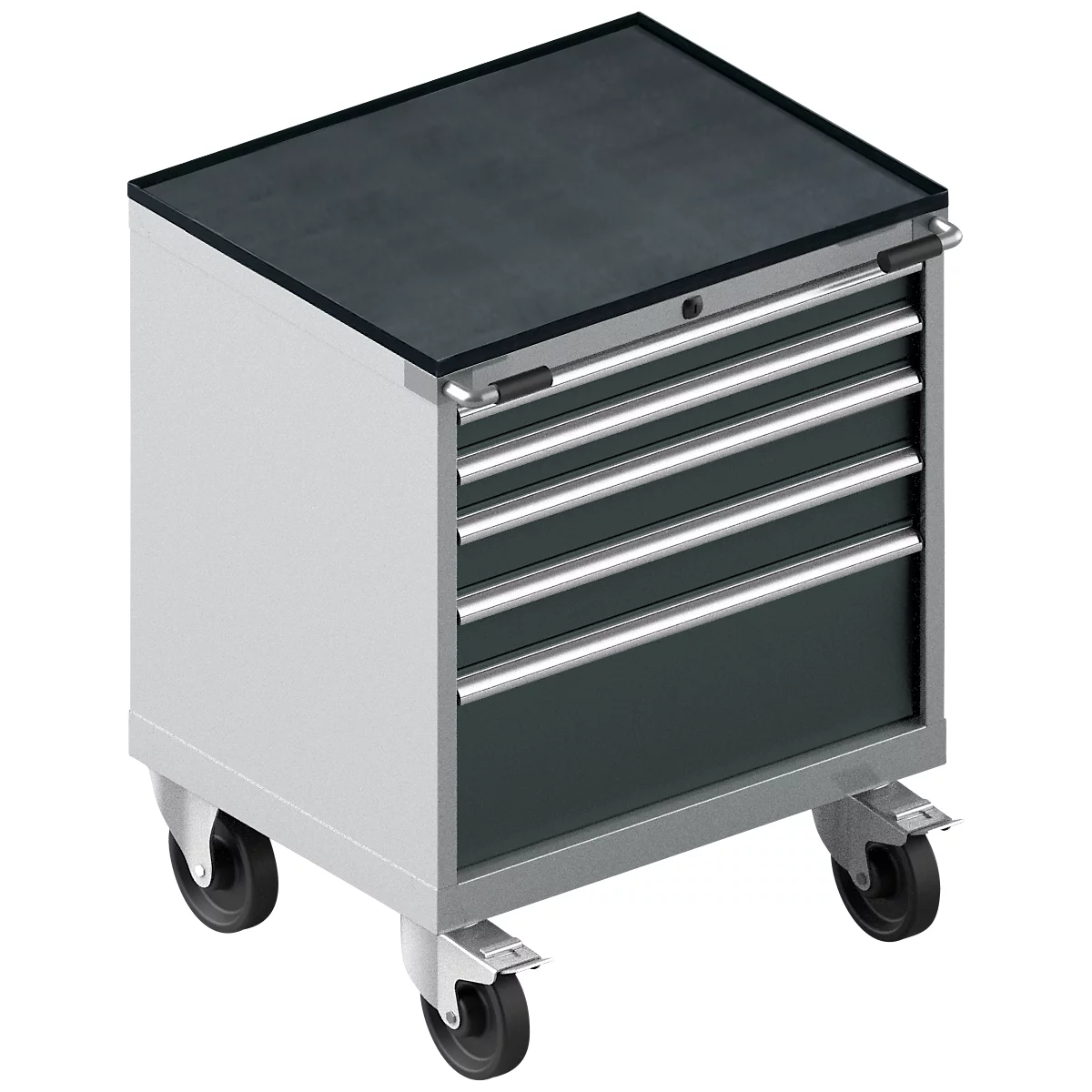 Schäfer Shop Select Schubladenschrank mit Rollen WSK 18-27, 4 Schübe, bis 200 kg, B 411 x T 572 x H 770 mm, anthrazitgrau/weißaluminium