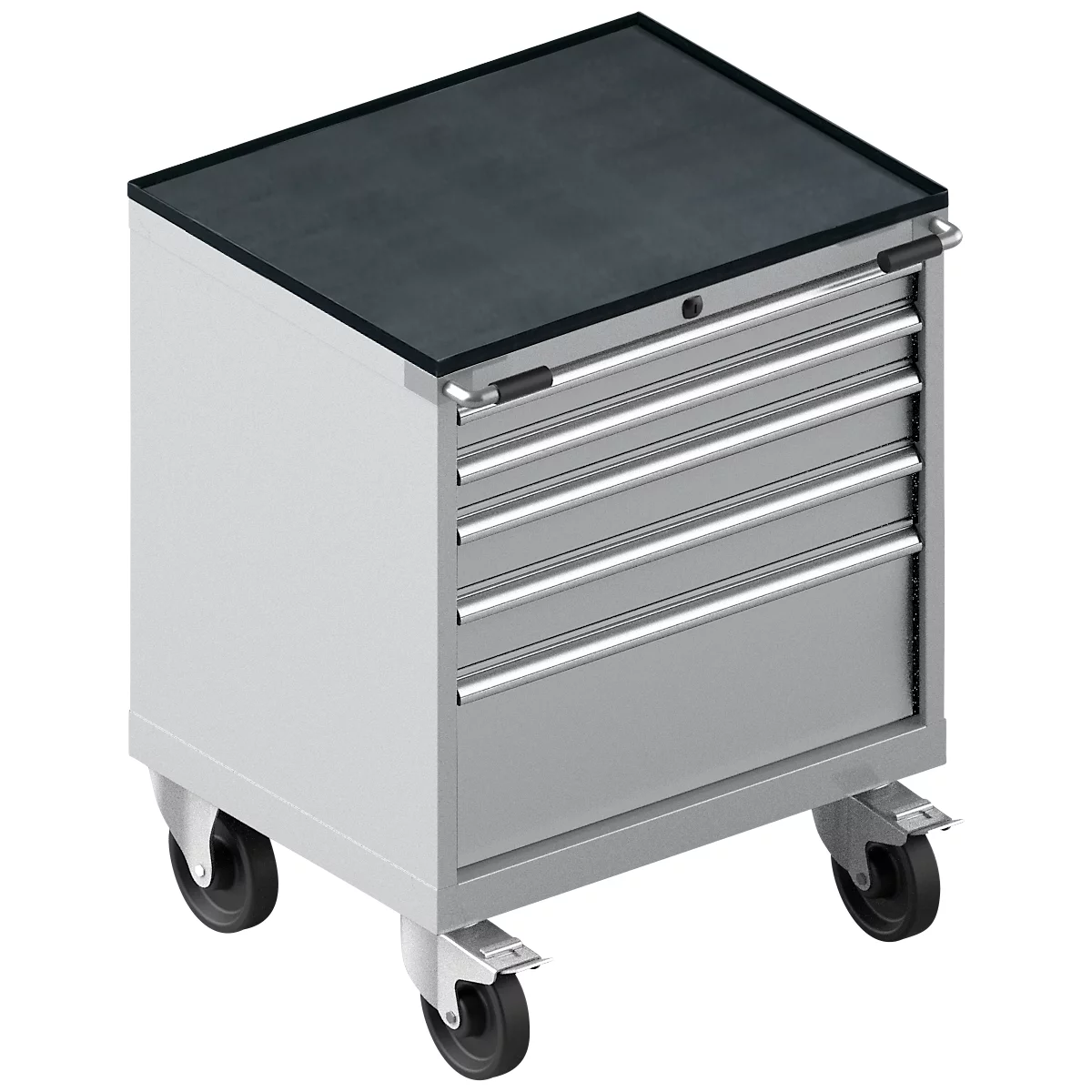 Schäfer Shop Select Schubladenschrank mit Rollen WSK 18-27, 4 Schübe, bis 200 kg, B 411 x T 572 x H 770 mm, weißaluminium/weißaluminium
