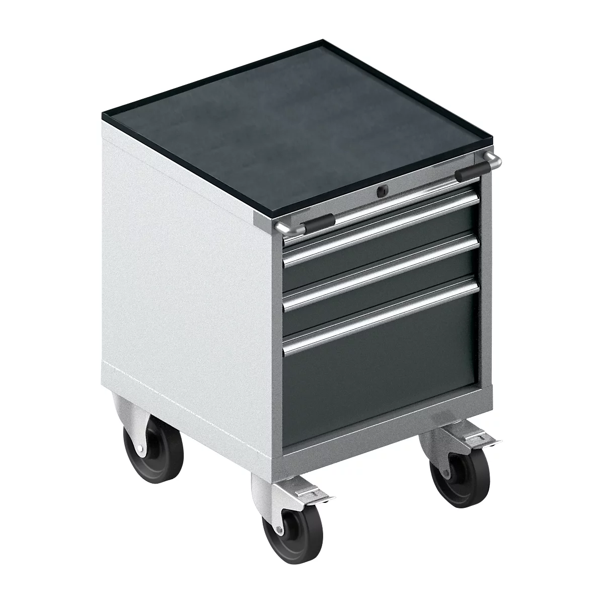 Schäfer Shop Select Schubladenschrank mit Rollen WSK 18-27, 4 Schübe, bis 75 kg, B 411 x T 572 x H 770 mm, anthrazitgrau/weißaluminium