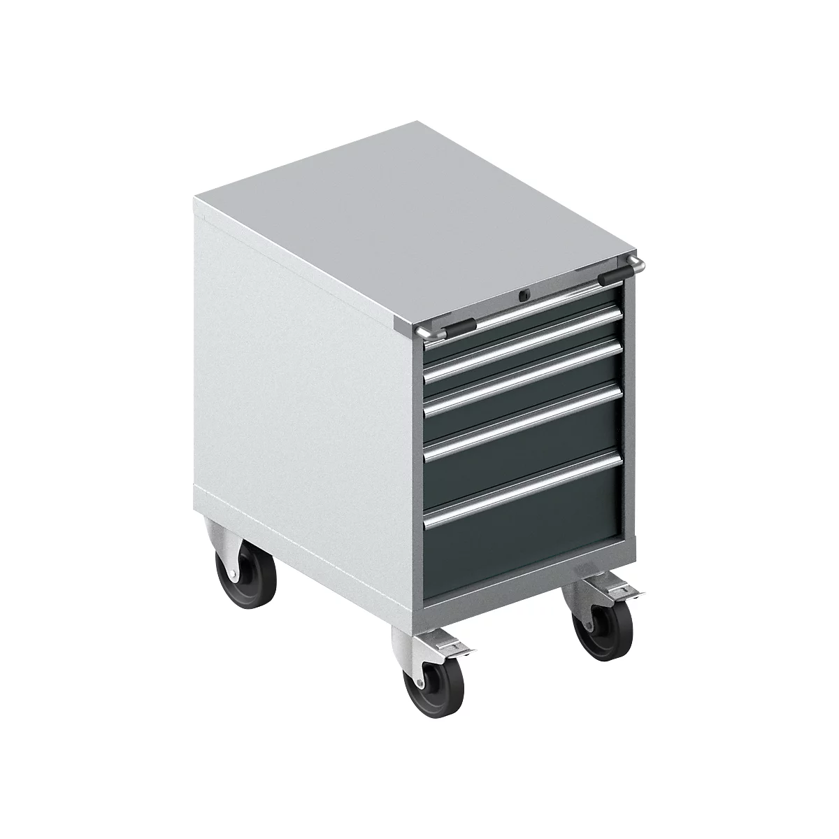 Schäfer Shop Select Schubladenschrank mit Rollen WSK 27-36, 5 Schübe, bis 200 kg, B 564 x T 725 x H 920 mm, weißaluminium/anthrazitgrau