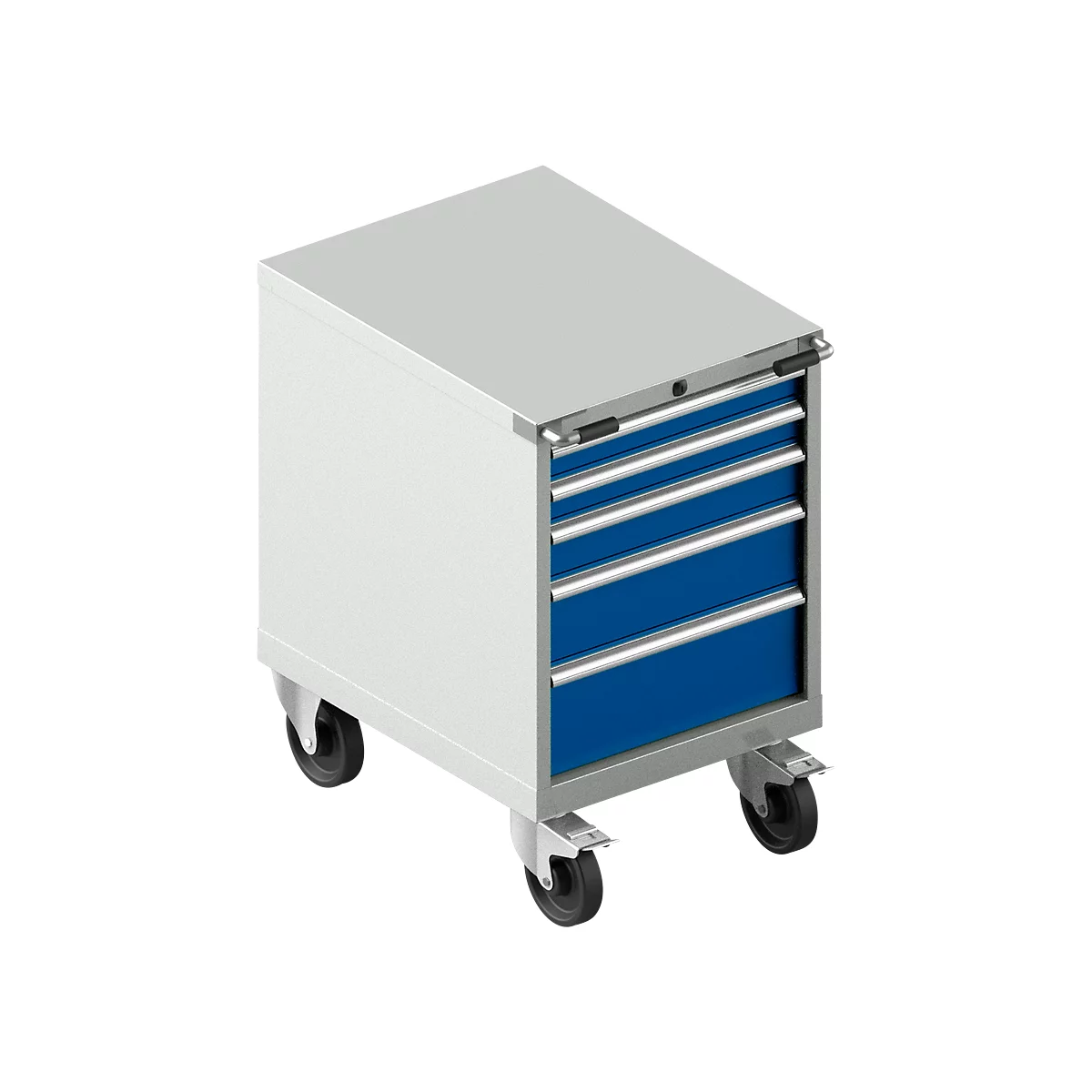 Schäfer Shop Select Schubladenschrank mit Rollen WSK 27-36, 5 Schübe, bis 75 kg, B 564 x T 725 x H 920 mm, lichtgrau/enzianblau