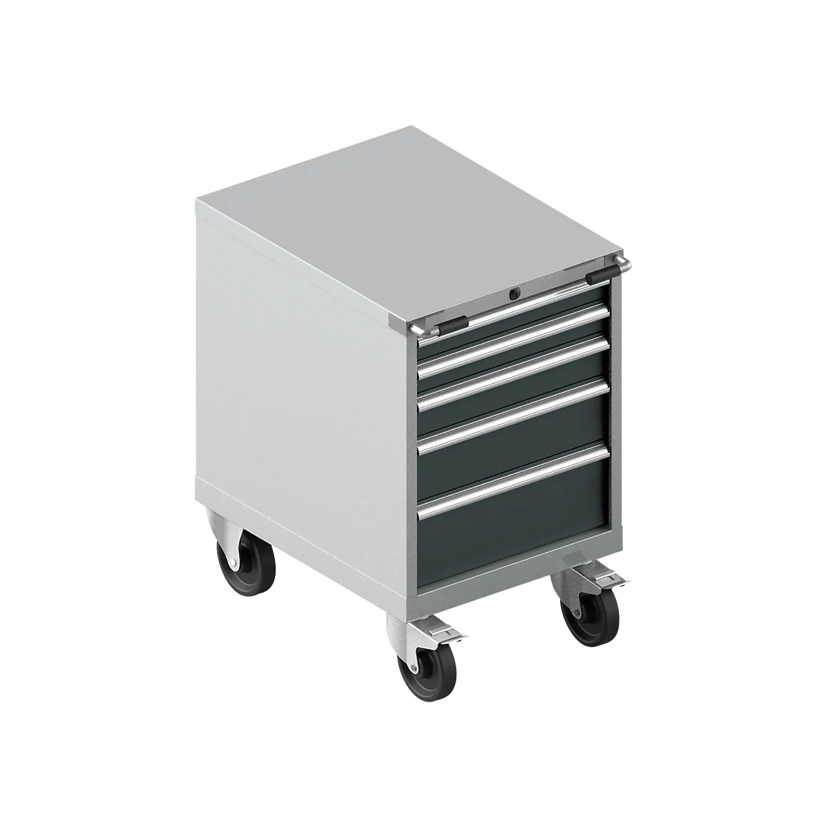 Schäfer Shop Select Schubladenschrank mit Rollen WSK 27-36, 5 Schübe, bis 75 kg, B 564 x T 725 x H 920 mm, weißaluminium/anthrazitgrau