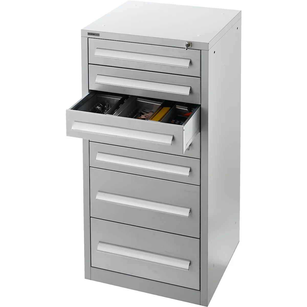 Schäfer Shop Select Schubladenschrank SF 70, 7 Schübe, weißaluminium RAL 9006 weißaluminium RAL 9006