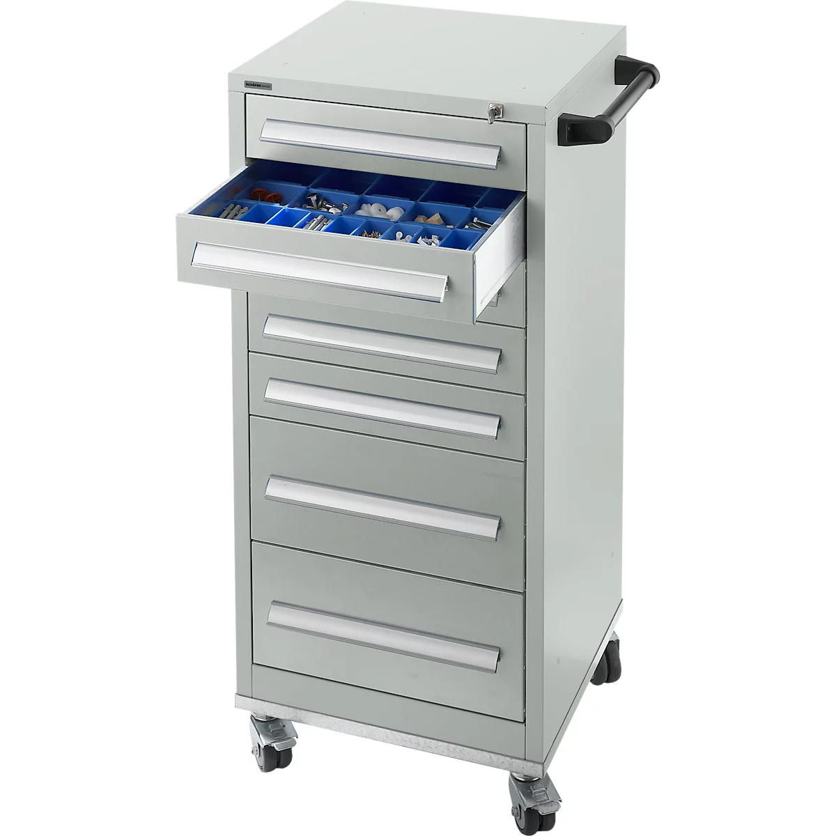 Schäfer Shop Select Schubladenschrank SFR 70, 7 Schübe, mit Rollen, lichgrau RAL 7035 lichgrau RAL 7035