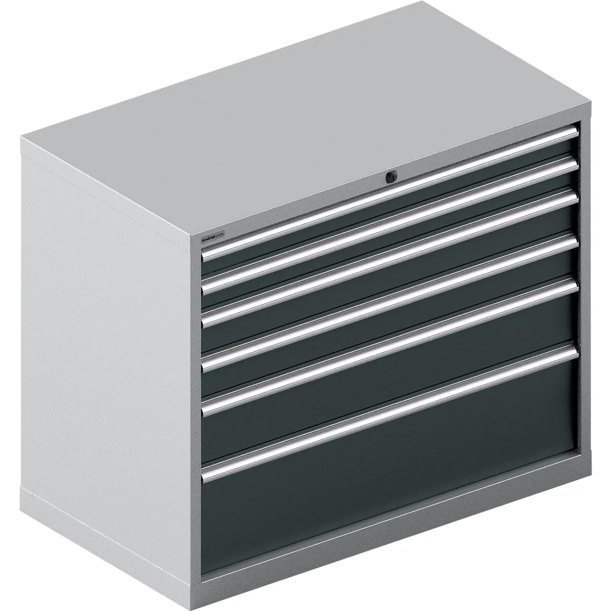 Schäfer Shop Select Schubladenschrank WSK 54-36, Stahl, 6 Schübe, bis 200 kg, B 1023 x T 725 x H 1000 mm, weissaluminium/anthrazitgrau