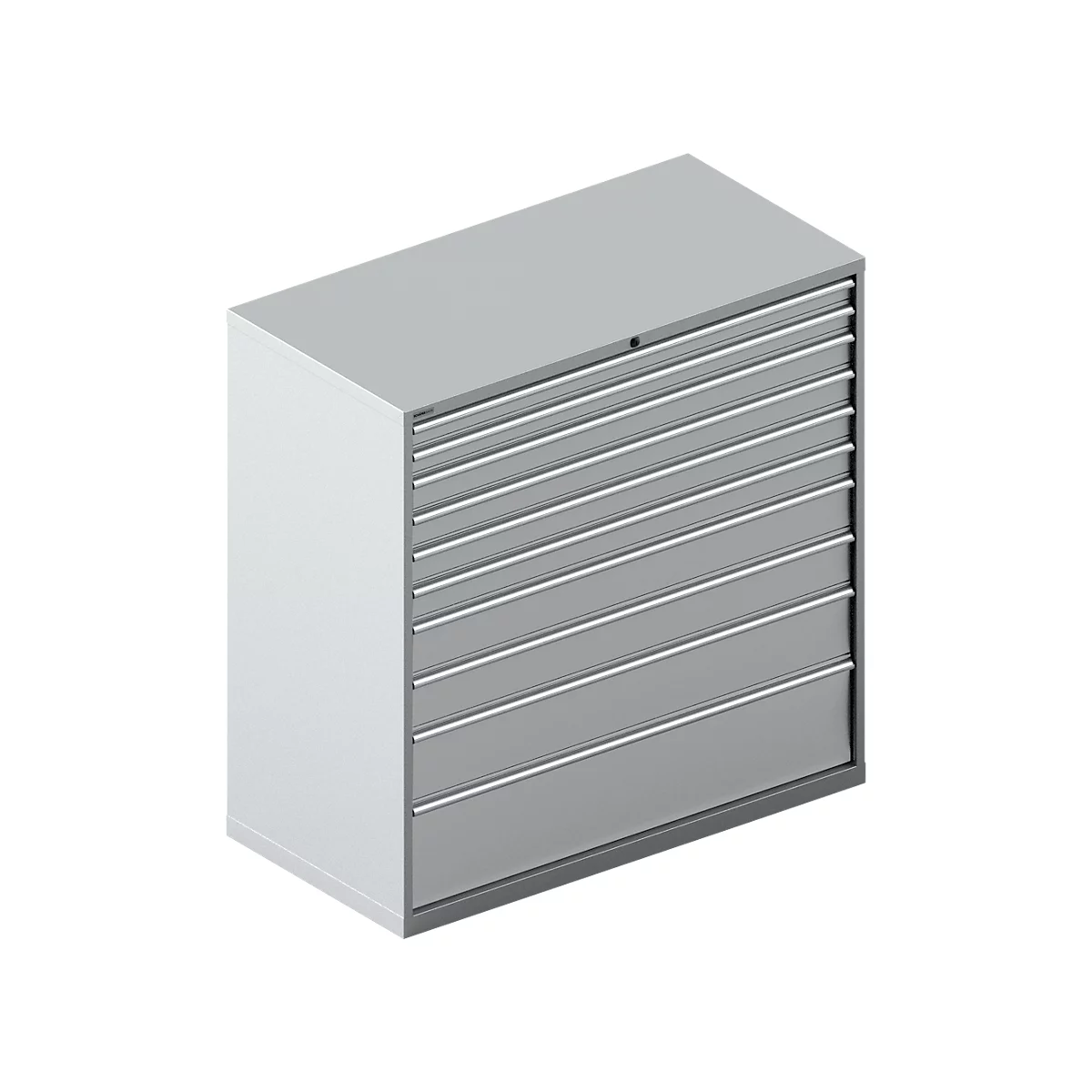 Schäfer Shop Select Schubladenschrank WSK 78–36 E, Stahl, 10 Schübe, 200 kg Traglast, B 1431 mm x T 725 mm x H 1450 mm, weißalu/weißalu