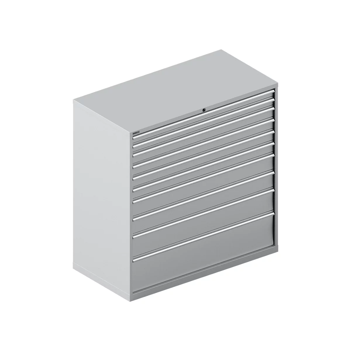 Schäfer Shop Select Schubladenschrank WSK 78–36 E, Stahl, 10 Schübe, 75 kg Traglast, B 1431 mm x T 725 mm x H 1450 mm, weißalu/weißalu