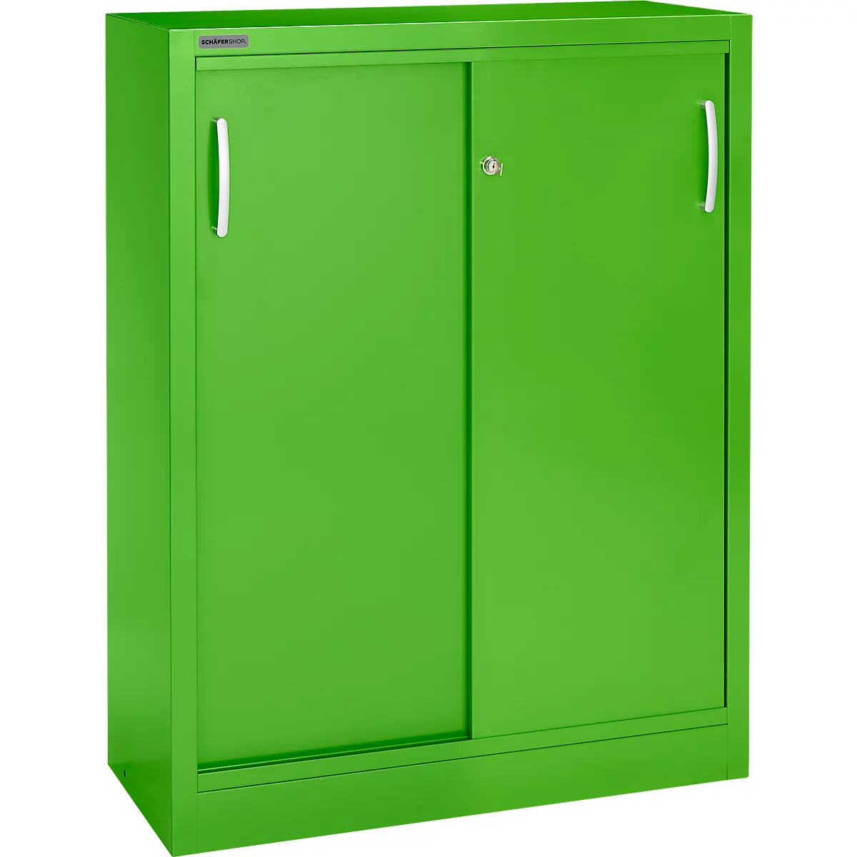 Schäfer Shop Select Schuifdeurkast, 3 ordnerhoogten, B 1200 mm, appelgroen RAL 6018