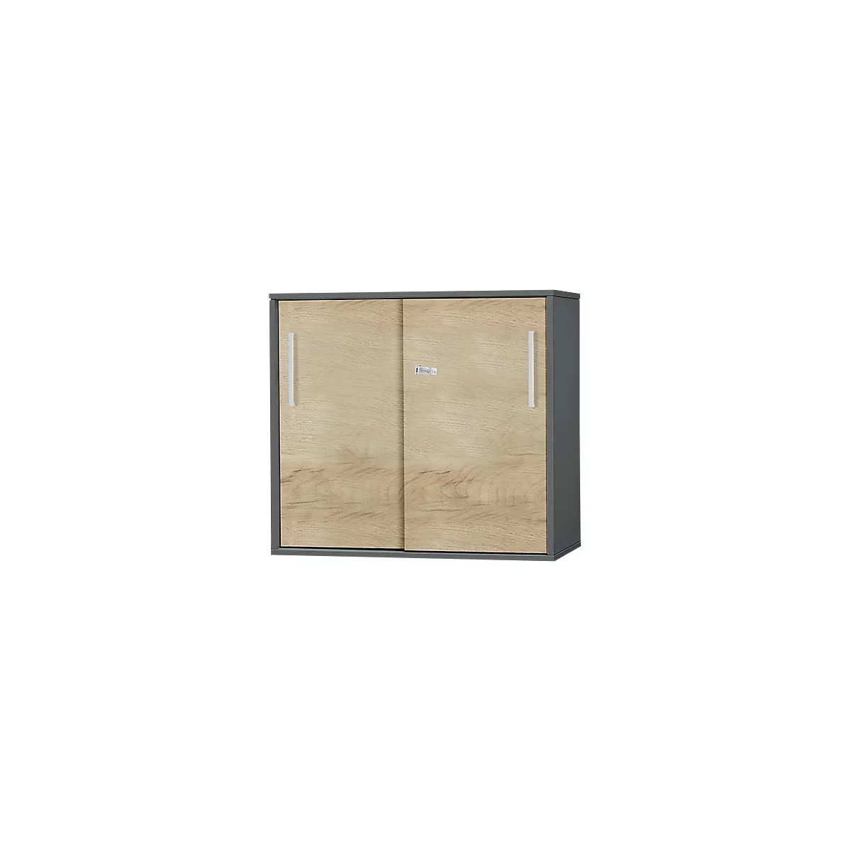 Schäfer Shop Select SET UP aanbouw-/opzetschuifdeurkast, 2 OH, B 800 x D 420 x H 726 mm, grafiet/eikendecor 
