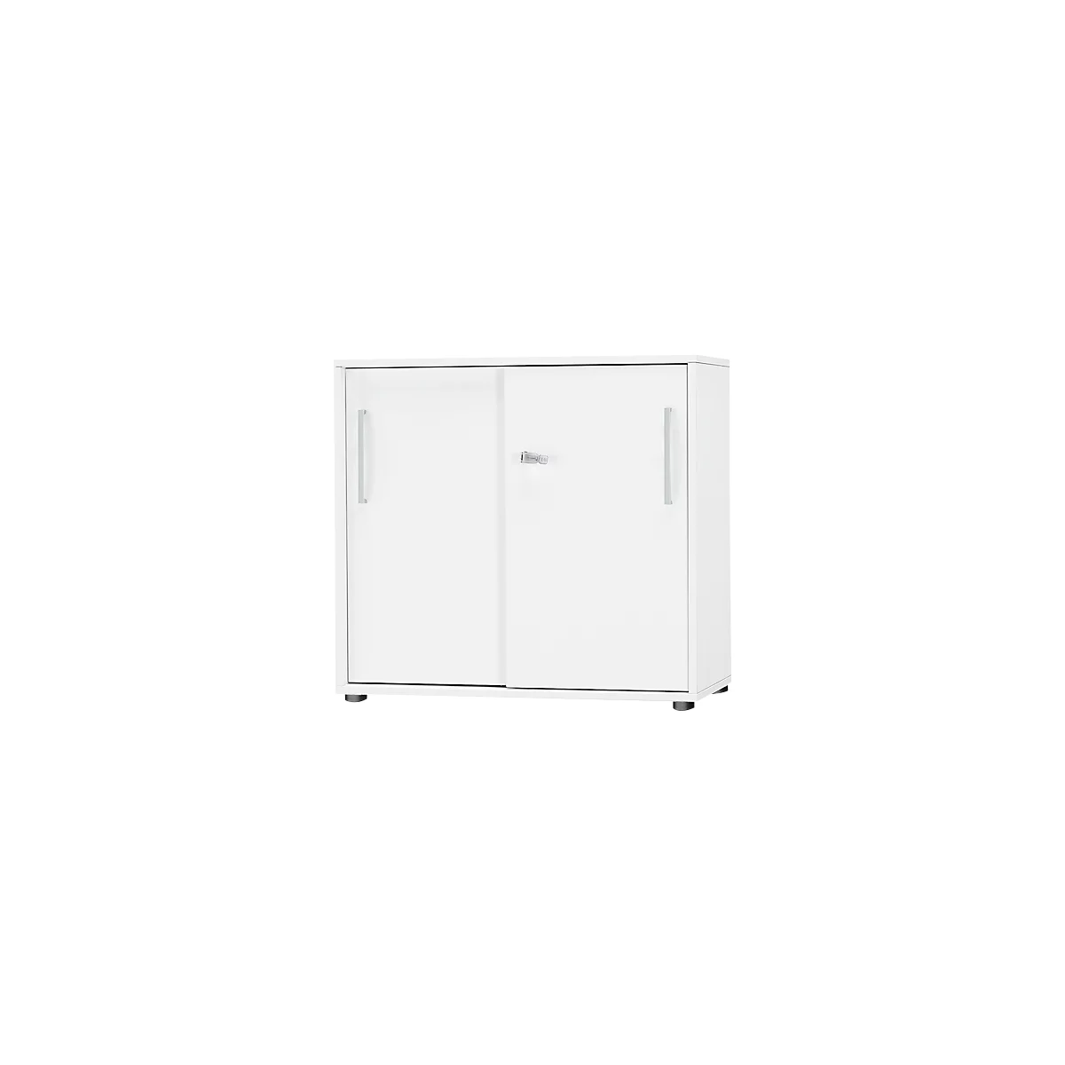 Schäfer Shop Select SET UP armario de puertas correderas, con cerradura, 2 alturas de archivador, An 800 x P 420 x Al 788 mm, blanco/blanco