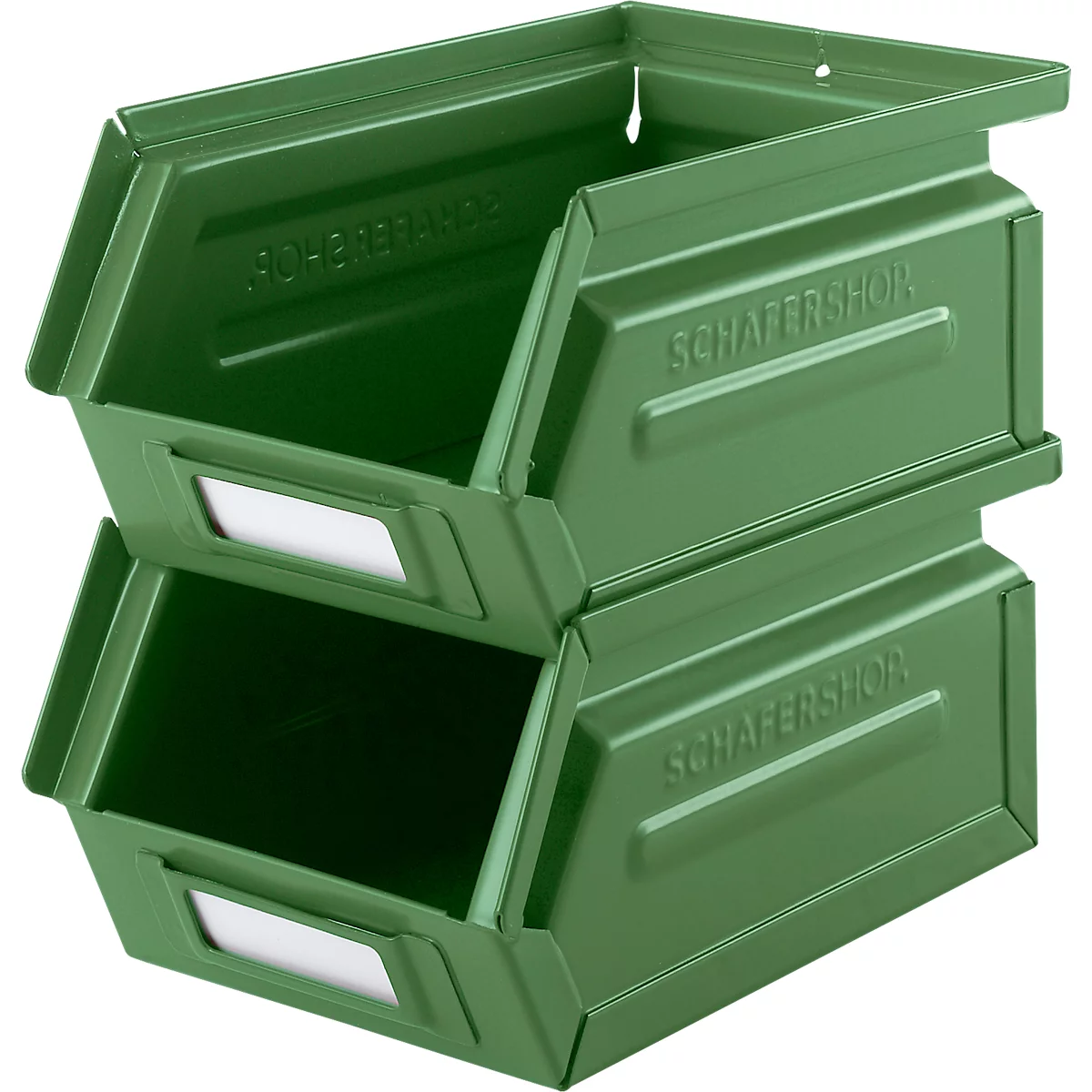 Schäfer Shop Select Sichtlagerkasten, 0,9 l, 2,5 kg, L 163 x B 102 x H 75 mm, Stahl, RAL 6011 (resadagrün)