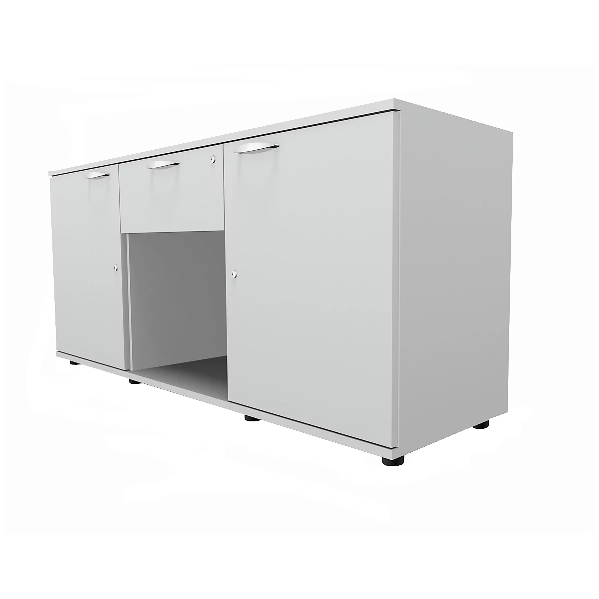 Schäfer Shop Select Sideboard, 2 deuren + schuiflade, afsluitbaar, spaanplaat, B 1500 x D 420 x H 663 mm, lichtgrijs