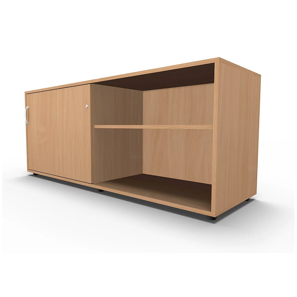 Schäfer Shop Select Sideboard, met schuifdeur, afsluitbaar, spaanplaat, B 1600 x D 500 x H 663 mm, links monteerbaar, beuken