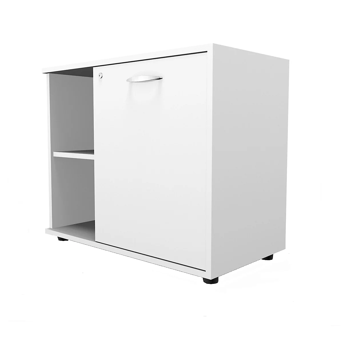 Schäfer Shop Select Sideboard, mit Drehtür, abschließbar, Spanplatte, B 800 x T 420 x H 663 mm, rechts anstellbar, weiß