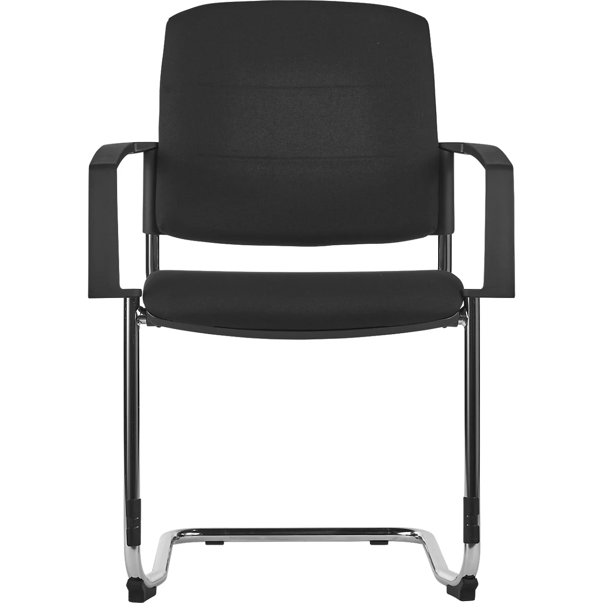 Schäfer Shop Select silla basculante SSI Proline Visit P2, ergonómica, apoyabrazos, apilable hasta 4 piezas, acero y funda de tela, An. 480 x Pr. 480 x Al. 480 mm, alusibérico/negro