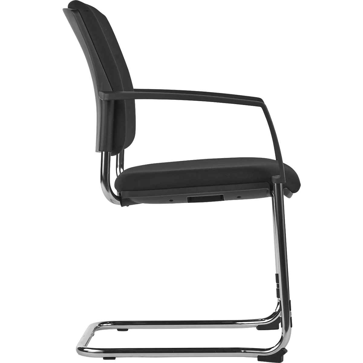 Schäfer Shop Select silla basculante SSI Proline Visit P2, ergonómica, apoyabrazos, apilable hasta 4 piezas, acero y funda de tela, An. 480 x Pr. 480 x Al. 480 mm, alusibérico/negro