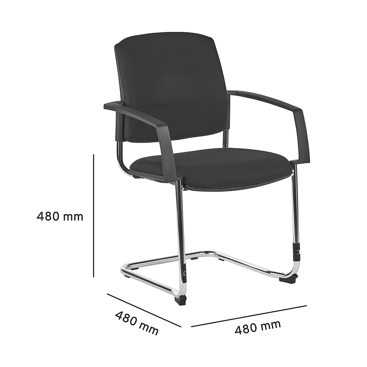 Schäfer Shop Select silla basculante SSI Proline Visit P2, ergonómica, apoyabrazos, apilable hasta 4 piezas, acero y funda de tela, An. 480 x Pr. 480 x Al. 480 mm, alusibérico/negro