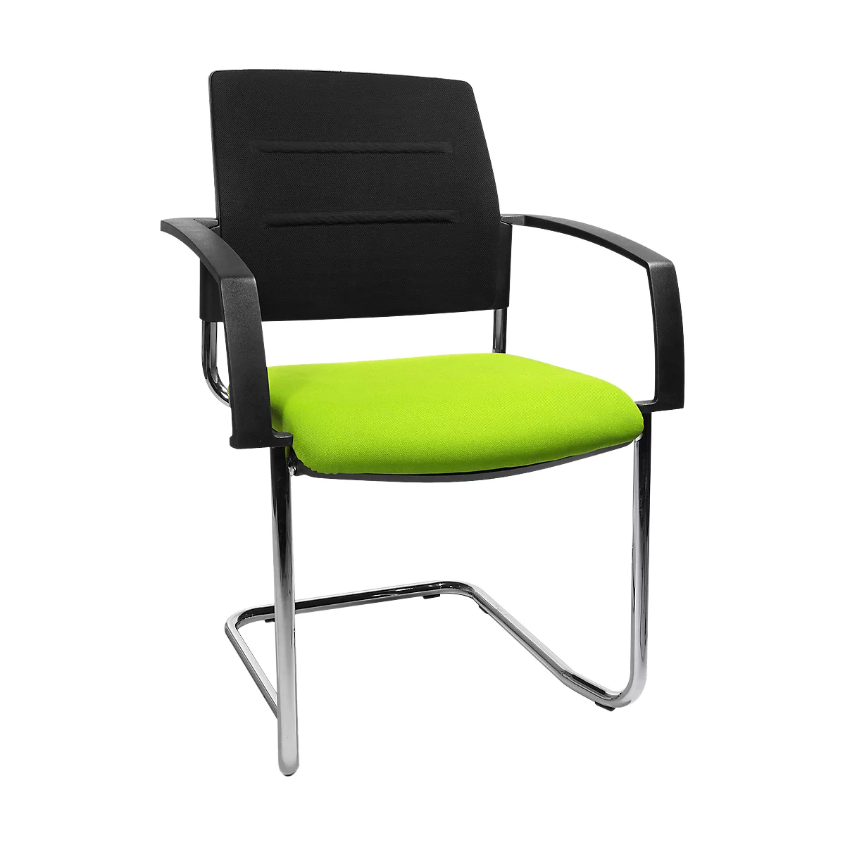 Schäfer Shop Select silla basculante SSI Proline Visit S2, ergonómica, apoyabrazos, apilable hasta 4 piezas, An. 480 x Pr. 480 x Al. 480 mm, verde manzana/negro