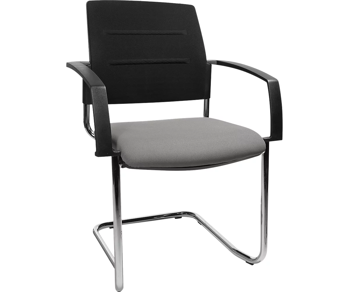 Schäfer Shop Select silla basculante SSI Proline Visit S2, ergonómica, con reposabrazos, apilable hasta 4 piezas, ancho 480 x fondo 480 x alto 480 mm, gris/negro