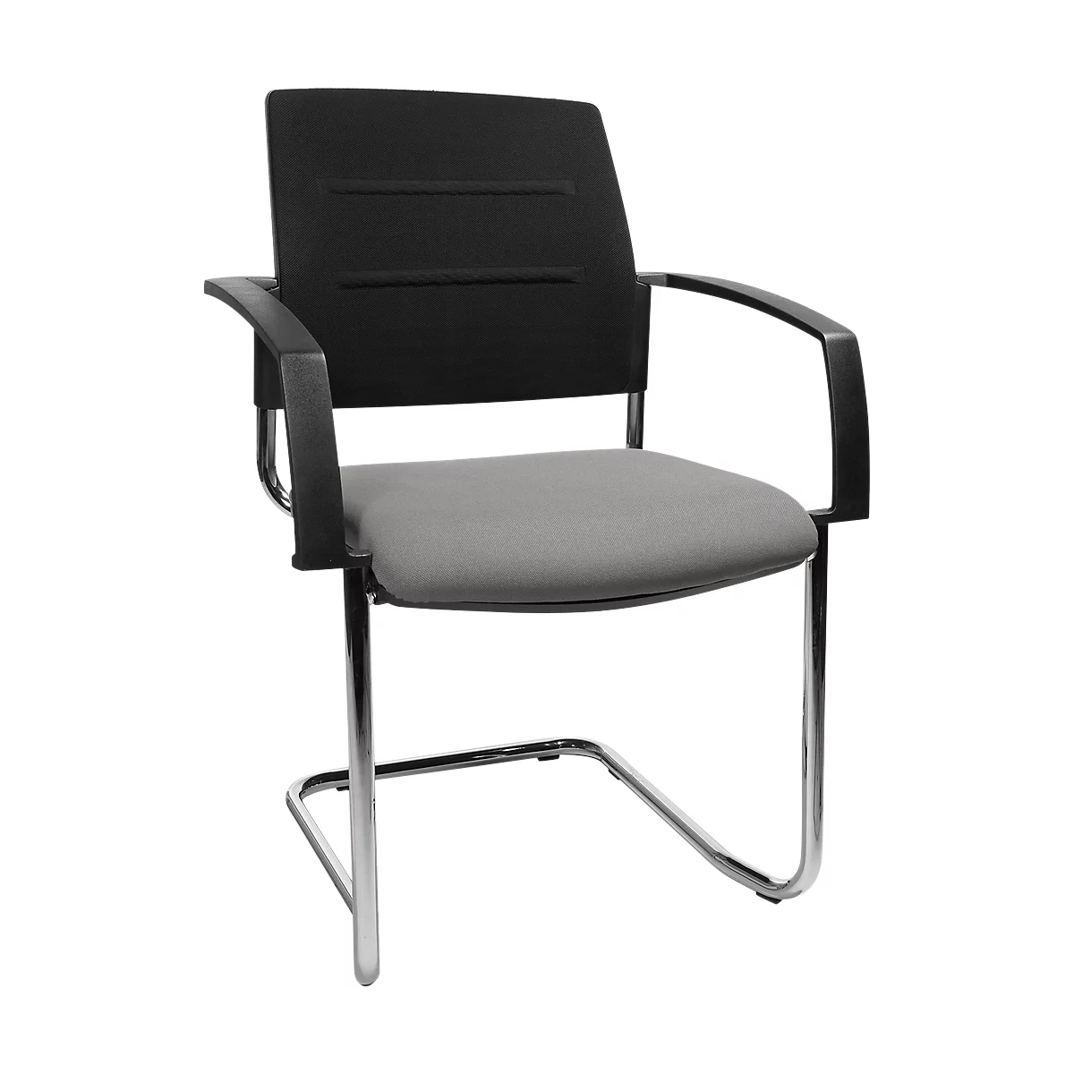 Schäfer Shop Select silla basculante SSI Proline Visit S2, ergonómica, con reposabrazos, apilable hasta 4 piezas, ancho 480 x fondo 480 x alto 480 mm, gris/negro