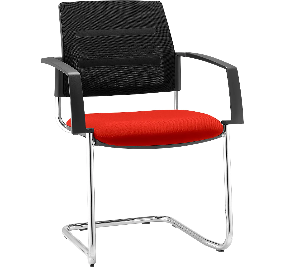 Schäfer Shop Select silla basculante SSI Proline Visit S2, ergonómica, con reposabrazos, apilable hasta 4 piezas, ancho 480 x fondo 480 x alto 480 mm, rojo/negro