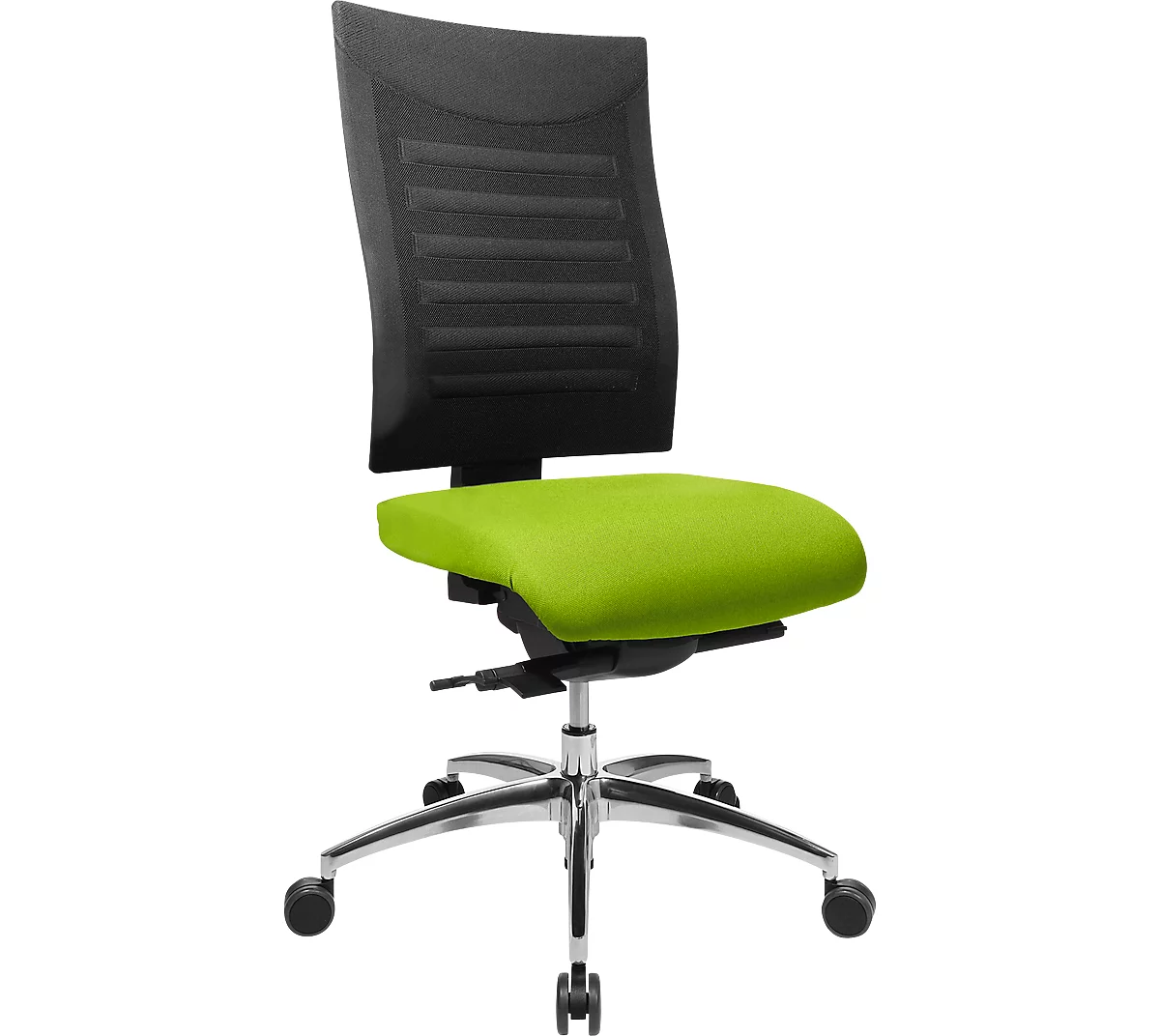 Schäfer Shop Select Silla de oficina SSI PROLINE S3+, mecanismo sincronizado, sin reposabrazos, respaldo de malla 3D, articulación de asiento 3D, amarillo verde/negro