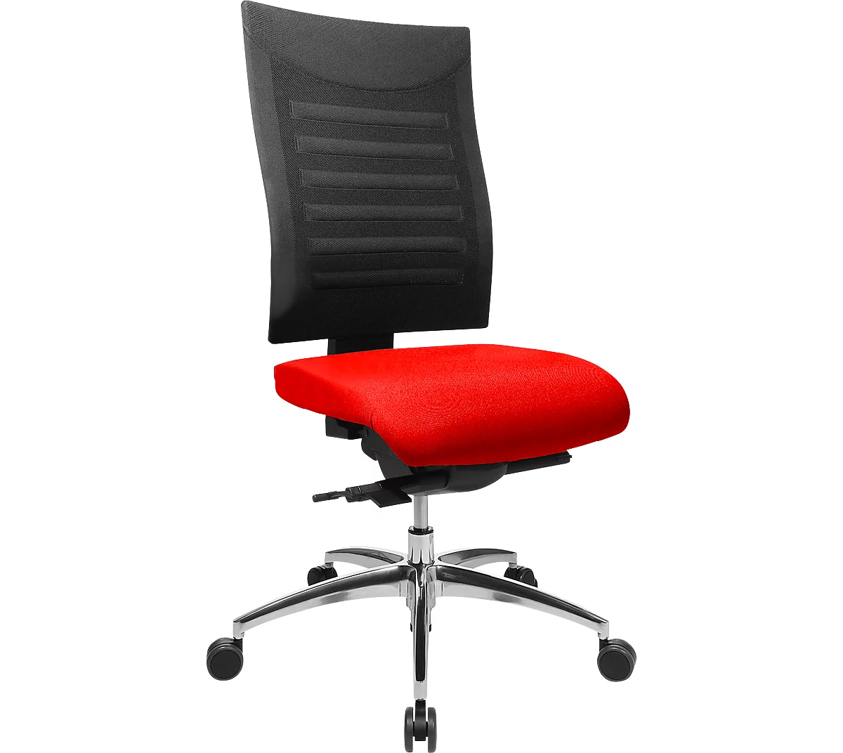 Schäfer Shop Select Silla de oficina SSI PROLINE S3+, mecanismo sincronizado, sin reposabrazos, respaldo de malla 3D, articulación de asiento 3D, rojo/negro