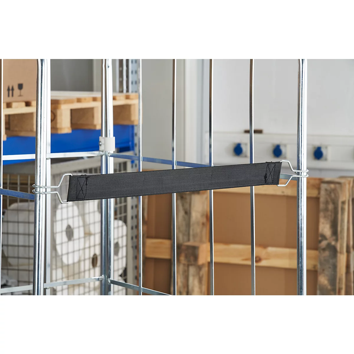 Schäfer Shop Select Spannband gummitex® BASIC, für Rollboxen ADB BASICline, Spannweite 750 mm, 2 Drahthaken, UV-beständig, L 520 x B 50 mm, PE-Fasern & Gummi, dunkelgrau