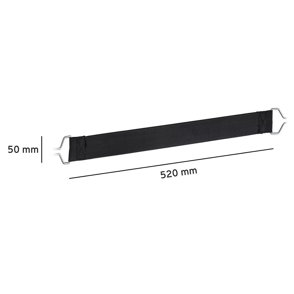 Schäfer Shop Select Spannband gummitex® BASIC, für Rollboxen ADB BASICline, Spannweite 750 mm, 2 Drahthaken, UV-beständig, L 520 x B 50 mm, PE-Fasern & Gummi, dunkelgrau