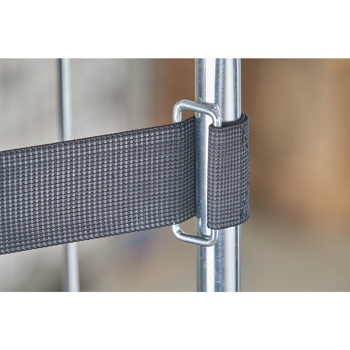 Schäfer Shop Select Spannband gummitex® BASIC, für Rollboxen BASICline, Spannweite 750 mm, 1 Drahthaken & 1 Drahtöse, UV-beständig, L 560 x B 50 mm, PE-Fasern & Gummi, dunkelgrau