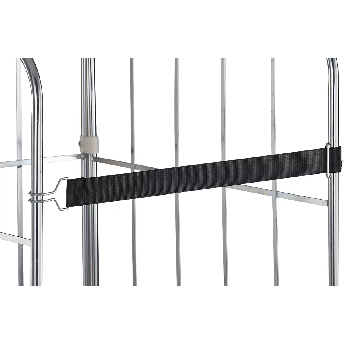 Schäfer Shop Select Spannband gummitex® BASIC, für Rollboxen BASICline, Spannweite 750 mm, 1 Drahthaken & 1 Drahtöse, UV-beständig, L 560 x B 50 mm, PE-Fasern & Gummi, dunkelgrau