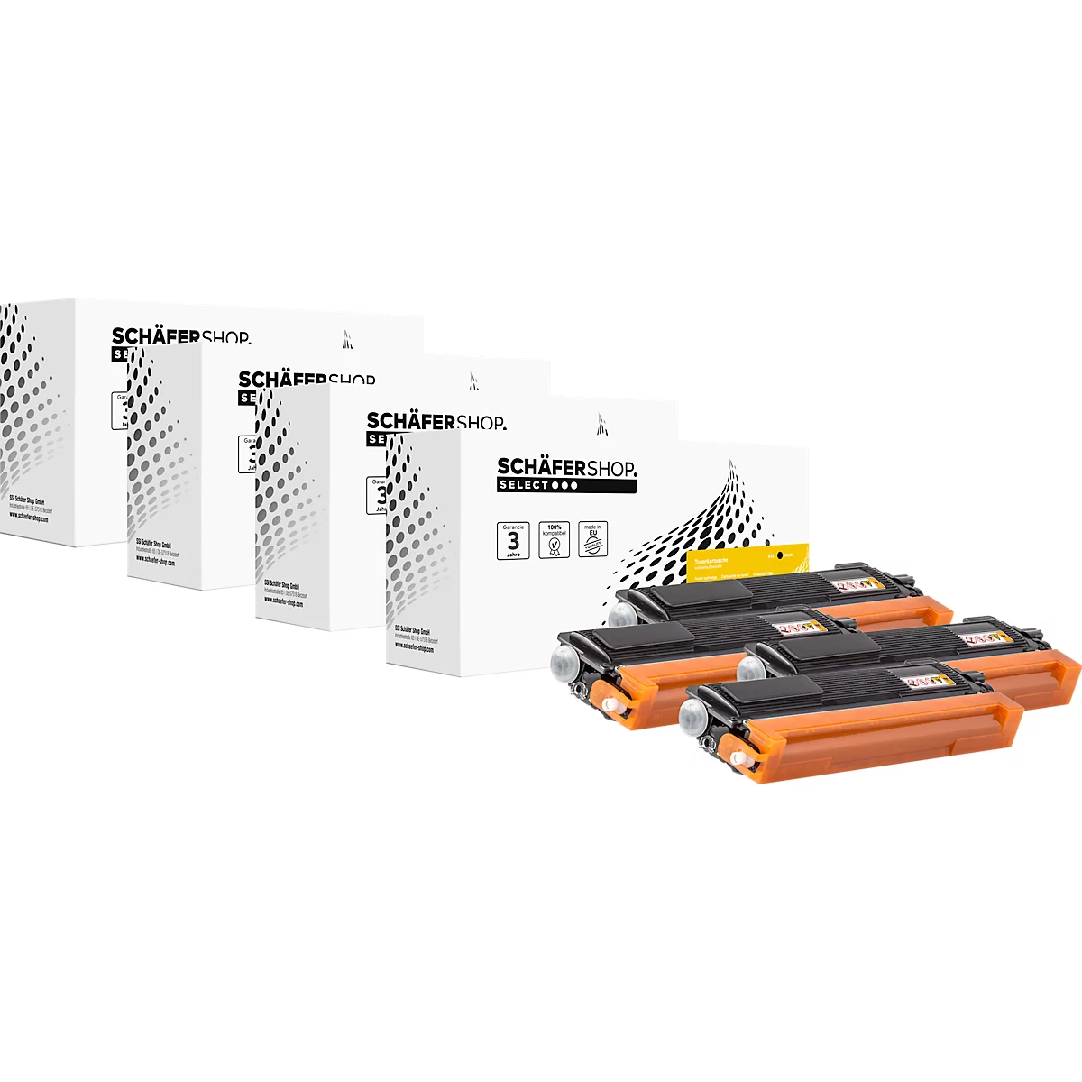 Schäfer Shop Select Sparpaket 4 Toner, kompatibel zu Brother TN-230 Serie cyan, magenta, gelb, schwarz