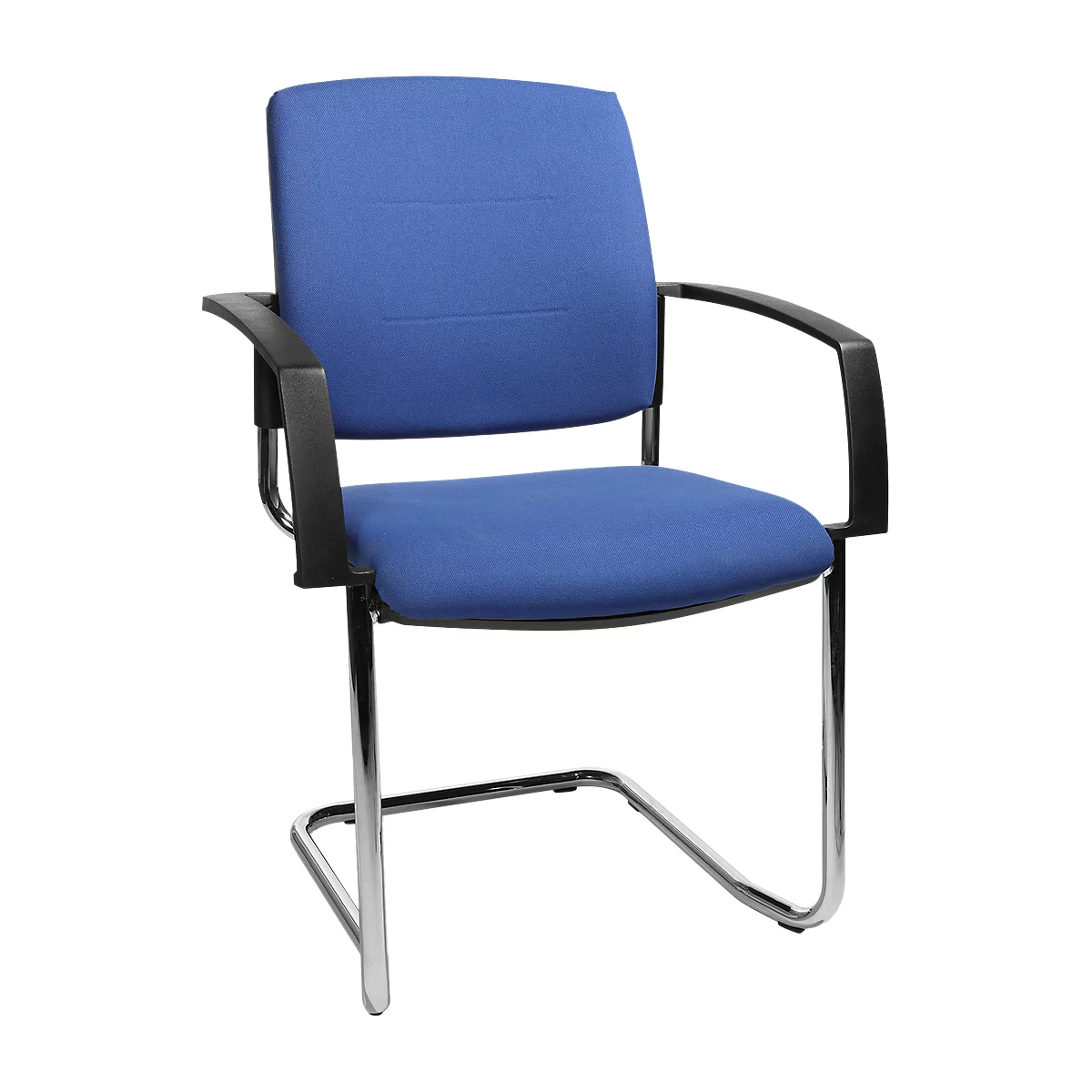 Schäfer Shop Select SSI Proline Visit P2 silla basculante, ergonómica, apoyabrazos, apilable hasta 4 piezas, acero y funda de tela, A 480 x P 480 x A 480 mm, aluminio plata/azul