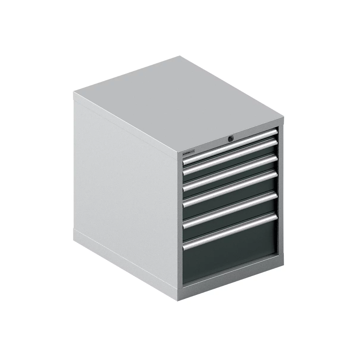 Schäfer Shop Select SSI SCHÄFER ladekast 27-36, 6 schuifladen, tot 75 kg, B 564 x D 725 x H 700 mm, antracietgrijs/blank aluminium