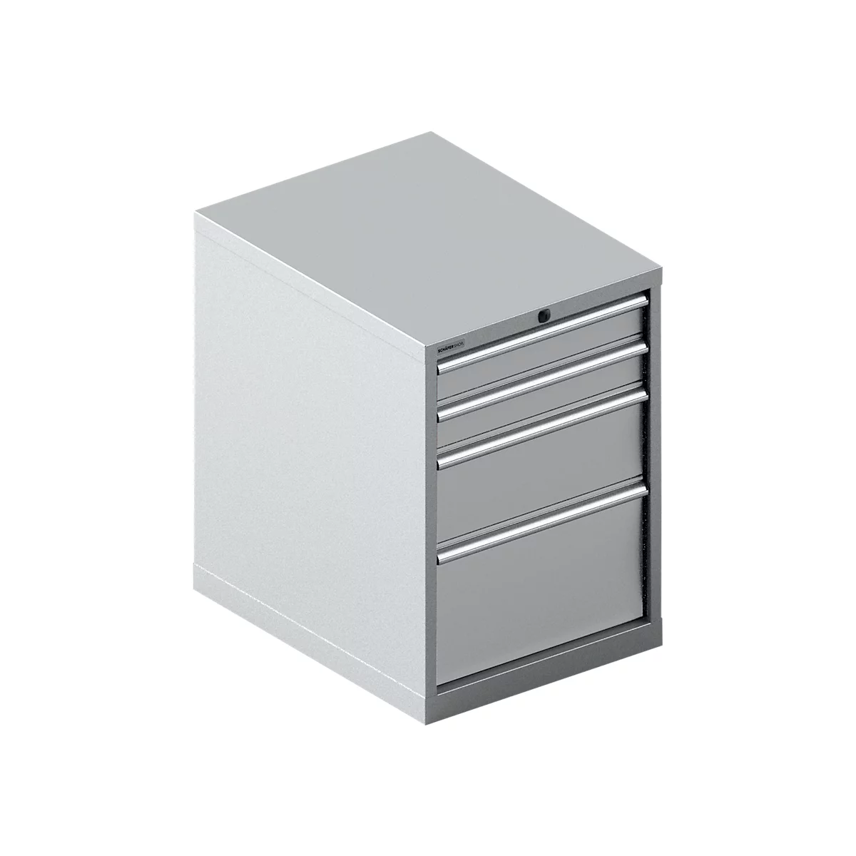 Schäfer Shop Select SSI SCHÄFER Schubladenschrank 27-36, 4 Schübe, bis 200 kg, B 564 x T 725 x H 800 mm, weißaluminium/weißaluminium