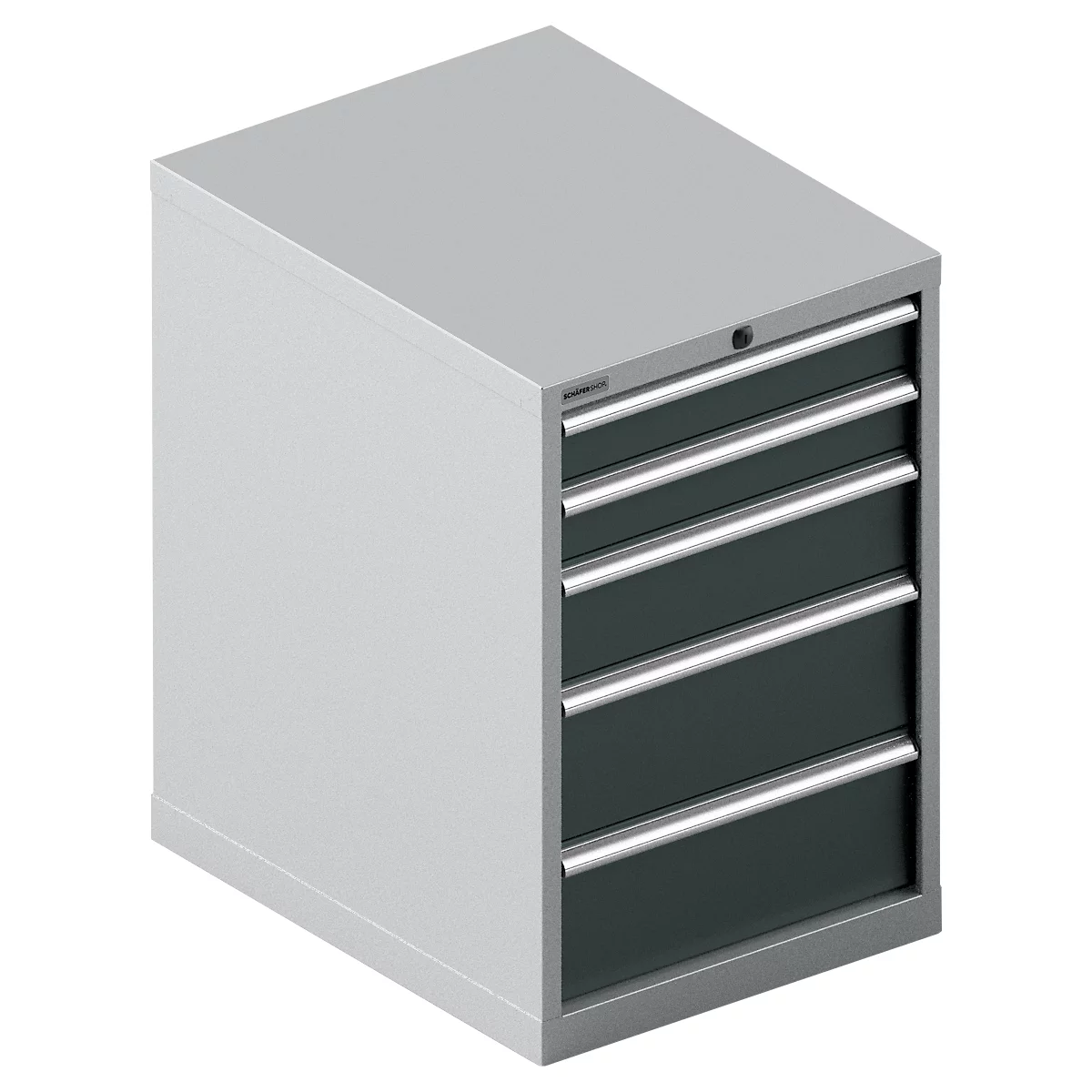 Schäfer Shop Select SSI SCHÄFER Schubladenschrank 27-36, 5 Schübe, bis 200 kg, B 564 x T 725 x H 850 mm, anthrazitgrau/weißaluminium