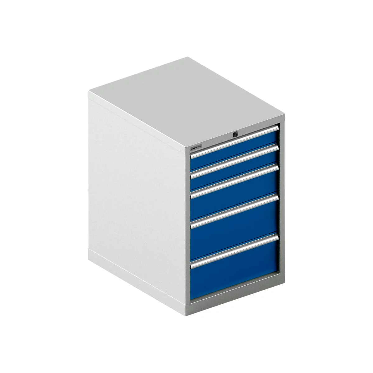 Schäfer Shop Select SSI SCHÄFER Schubladenschrank 27-36, 5 Schübe, bis 200 kg, B 564 x T 725 x H 850 mm, enzianblau/lichtgrau