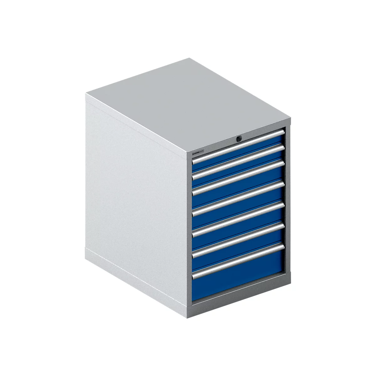 Schäfer Shop Select SSI SCHÄFER Schubladenschrank 27-36, 7 Schübe, bis 200 kg, B 564 x T 725 x H 800 mm, enzianblau/weißaluminium