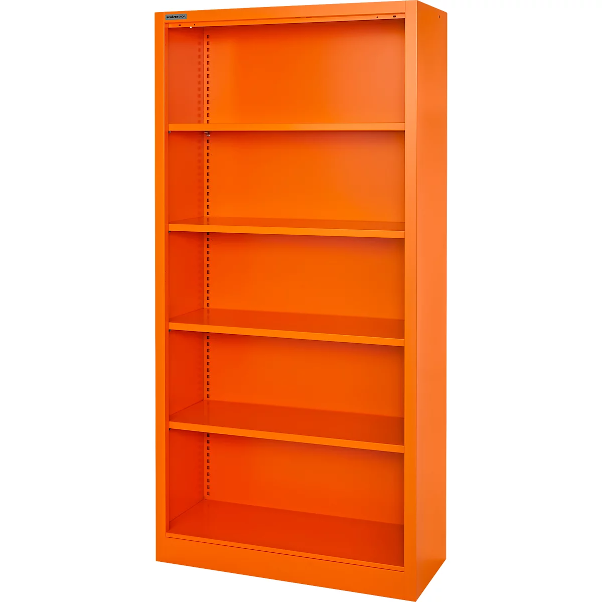 Schäfer Shop Select Stahlregal MS iCOLOUR, 5 Ordnerhöhen, B 950 x T 400 x H 1935 mm, orange RAL 2004