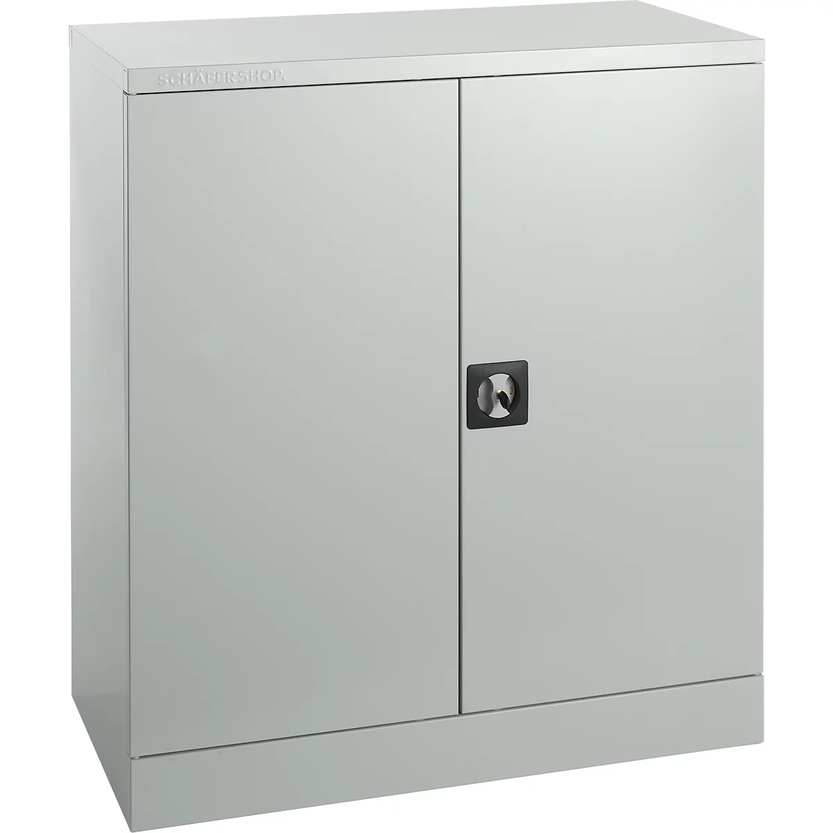 Schäfer Shop Select stalen kast, 2 OH, 2 in hoogte verstelbare legborden, draaicilinderslot, B 916 x D 422 x H 1000 mm, lichtgrijs RAL 7035/lichtgrijs RAL 7035